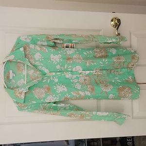 Charter Club Button Down Floral Linen Shirt